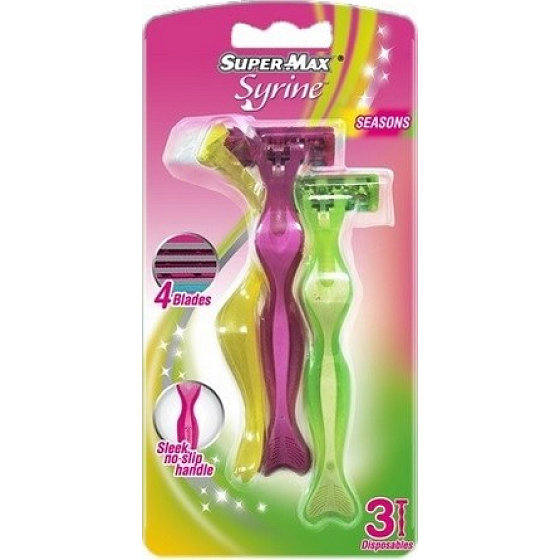 Super-Max Syrine Seasons 4-Klingen-Rasierer für Frauen 3 Stück