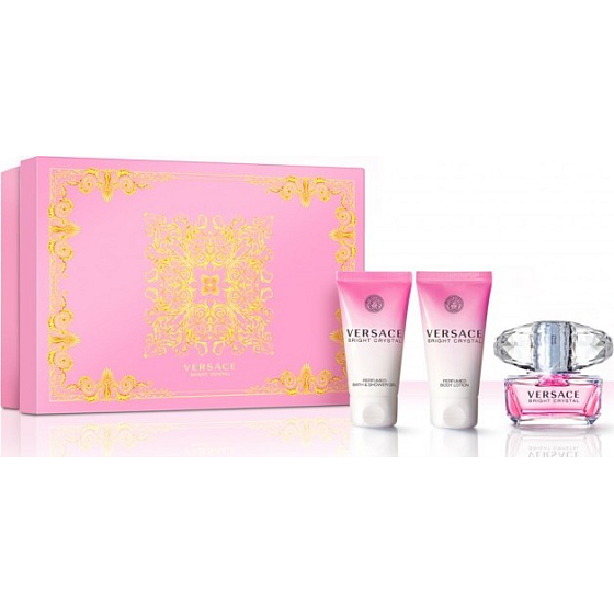 Versace Bright Crystal EdT 50 ml + 50 ml + 50 ml Duschgel, Geschenkset