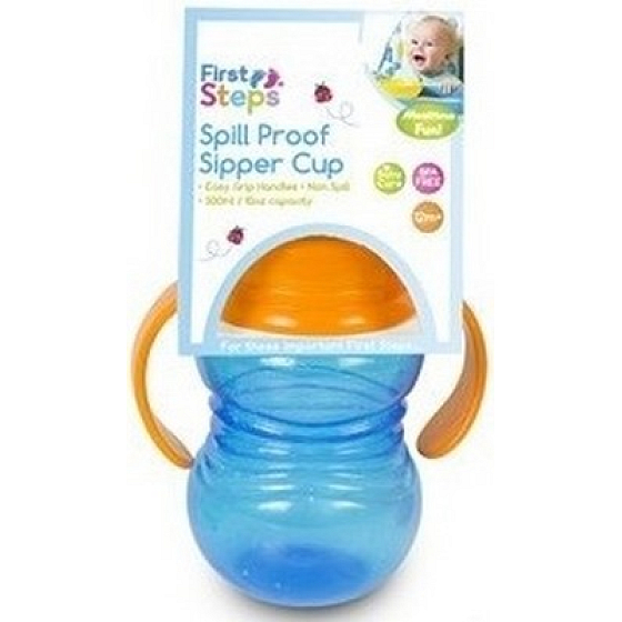 Erste Schritte Sipper Cup 12+ Flasche mit Saugnapf und zwei Griffen für Kinder blau 300 ml