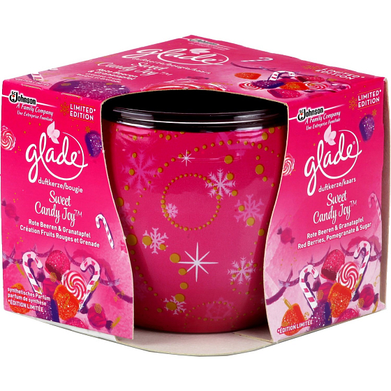 Glade Sweet Candy Joy Duftkerze in Glas Brenndauer bis zu 30 Stunden 120 g
