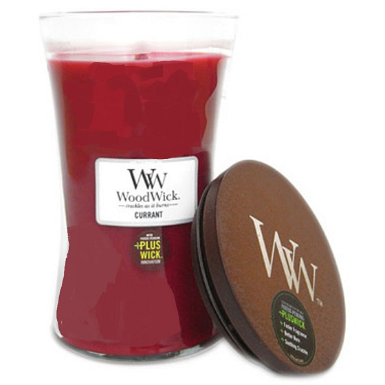 WoodWick Currant - Johannisbeere Duftkerze mit Holzdocht und Deckel Glas groß 609,5 g
