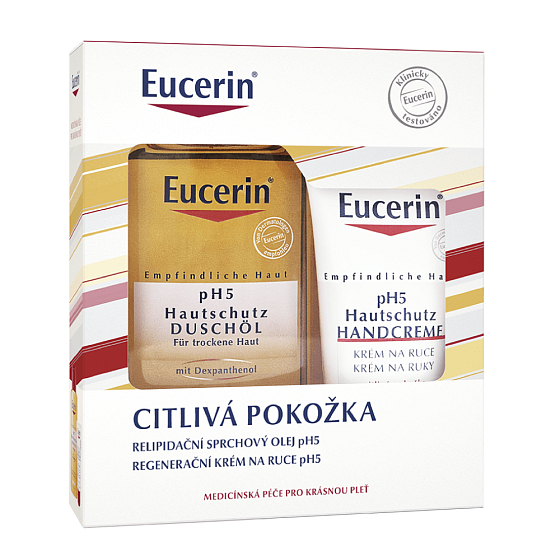 Eucerin Ph5 Relipidating Shower Oil 200 ml + Regenerierende Handcreme 75 ml, Sensitive Skin Pflegekoffer