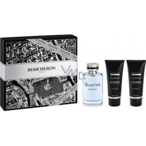 Boucheron Quatre pour Homme EdT 100 ml Toillettenwasser + After Shave Balsam 100 ml + Duschgel 100 ml
