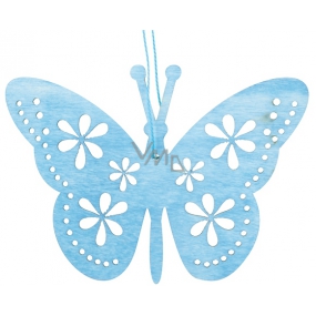 Schmetterling zum Aufhängen, Holzblau 12 cm
