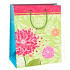 Ditipo Geschenk Papiertüte 26 x 32,5 x 13,8 cm hellgrün rot, rosa Blume