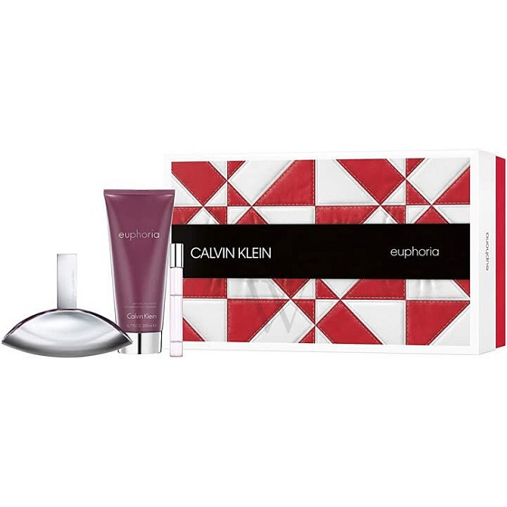 Calvin Klein Euphoria parfümiertes Wasser für Frauen 100 ml + parfümiertes Wasser 10 ml + Körperlotion 200 ml, Geschenkset