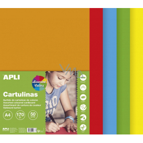 Apli Farbige Papiere A4 Mischung aus hellen Farben 170 g 50 Blatt