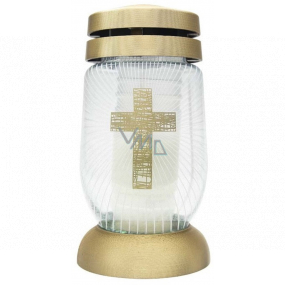 Bolsius Glaslampe Golden mit Kreuz 23 cm 120 g