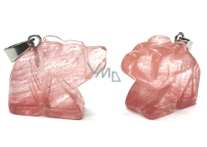 Kristall rosa Bär Anhänger Naturstein, handgeschliffene Figur 1,8 x 2,5 x 8 mm, Steine