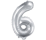 Ditipo Aufblasbarer Folienballon Nummer 6 silber 35 cm 1 Stück