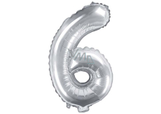 Ditipo Aufblasbarer Folienballon Nummer 6 silber 35 cm 1 Stück