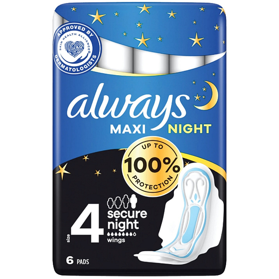 Always Classic Maxi Night Damenbinden mit Flügeln 6 Stück