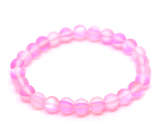 Opalit rosa matt Armband elastisch, Kunststeinkugel 6 mm / 16 cm, für Kinder, Wunsch- und Hoffnungsstein