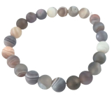 Achát Botswana šedý matný náramek elastický přírodní kámen, kulička 8 mm / 16 - 17 cm, přináší do života úspěch