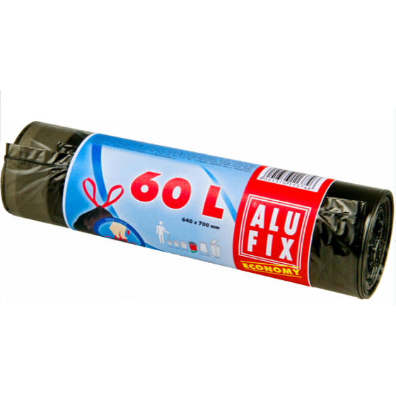 Alufix Economy Müllsäcke ausziehbar schwarz, 8 µ, 60 Liter, 64 x 70 cm, 10 Stück