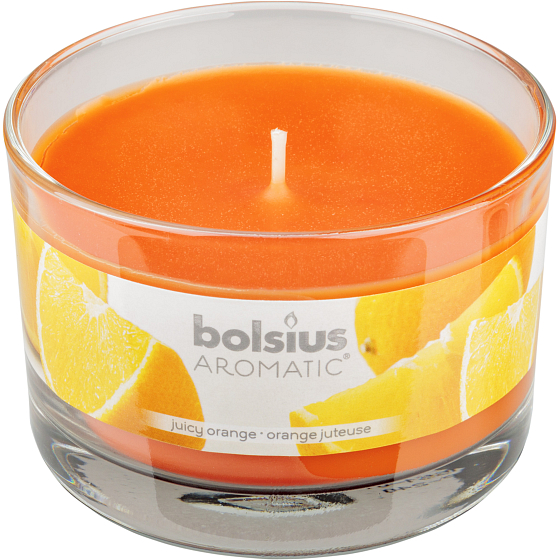Bolsius Aromatic Juicy Orange - Orangen-Duftkerze in Glas 90 x 65 mm 247 g Brenndauer ca. 30 Stunden