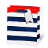 BSB Luxus Geschenkpapiertüte 23 x 19 x 9 cm Blau-weiße Streifen LDT 392 - A5