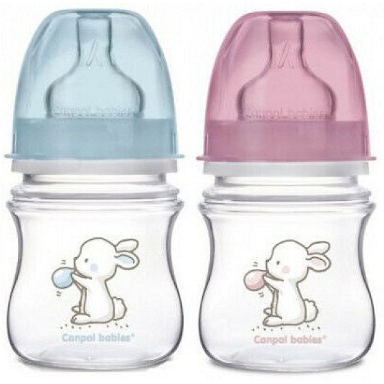 Canpol Babies Little Cutie Weithalsflasche pink / blau für Kinder ab 0 Monaten 120 ml 1 Stück