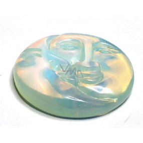 Opalit Gesicht der Sonne und des Mondes handgeschnitzter synthetischer Stein 5 cm, Stein der Wünsche und der Hoffnung