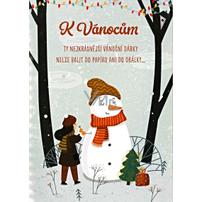 Albi Verspielte Weihnachtsumschlagkarte Kleines Mädchen mit Schneemann 14,8 x 21 cm