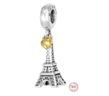 Sterling Silber 925 Eiffelturm + Herz Liebe für Paris, 2in1 Reise-Armband-Anhänger
