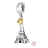 Sterling Silber 925 Eiffelturm + Herz Liebe für Paris, 2in1 Reise-Armband-Anhänger