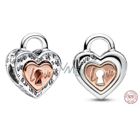 Sterling Silber 925 Vorhängeschloss als teilbar, Perle auf Armband Liebe Sterling Silber 925 Vorhängeschloss als teilbar, Perle auf Armband Liebe