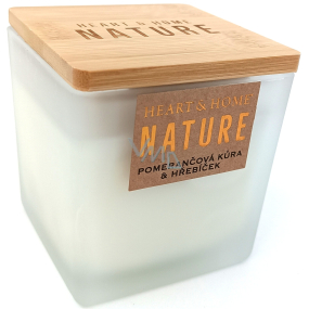 Heart & Home Nature Duftkerze mit Orangenschalen und Nelken, großes Glas, Brenndauer bis zu 40 Stunden 210 g
