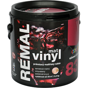 REMAL Vinyl Color mat abwaschbare Wandfarbe, 830 weinrot, 3,2 kg