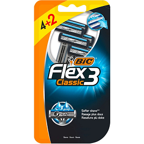 BIC Herren Einwegrasierer Flex3 Classic, 4+2 Stk