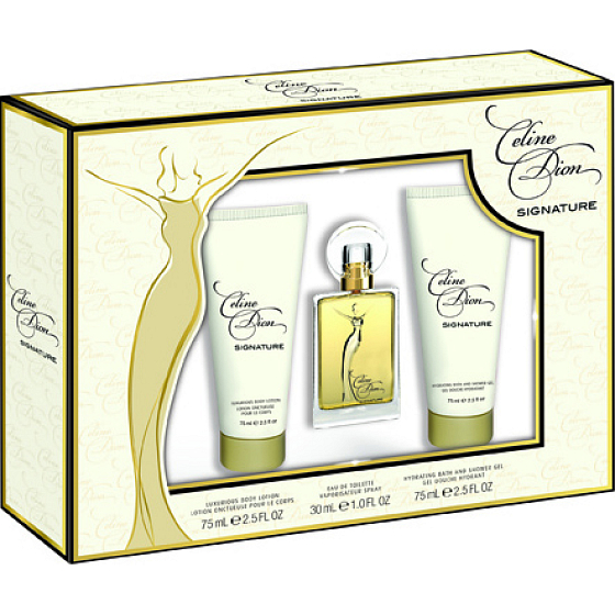 Celine Dion Signature Eau de Toilette 30 ml + parfümiertes Deodorantglas 75 ml + Duschgel 75 ml, Geschenkset für Frauen