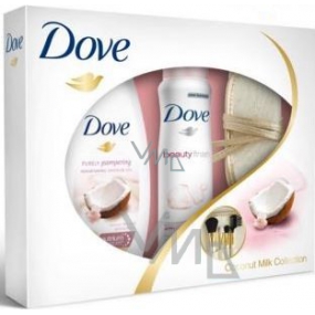 Dove Kokosmilch und Jasminblüten Make-up Deodorant Spray 150 ml + Duschgel 250ml + Set Make-up Pinsel, Kosmetik Set
