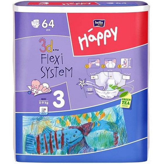 Bella Happy 3 Midi 5-9 kg Windelhöschen 64 Stück