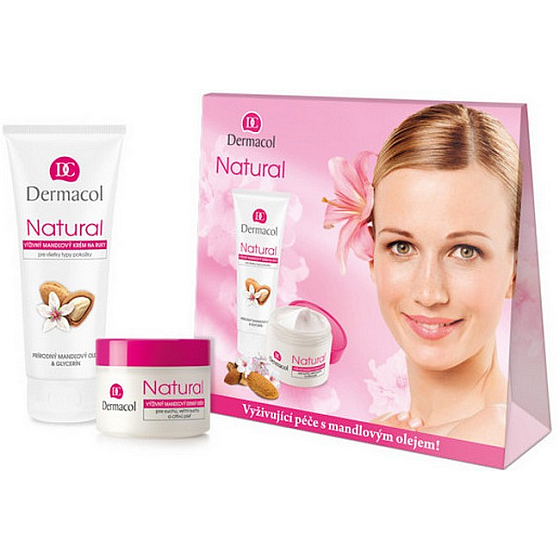 Dermacol Natürlicher pflegender Mandeltag für trockene, sehr trockene und empfindliche Haut 50 ml + pflegende Mandelhandcreme 100 ml, kosmetisches Set