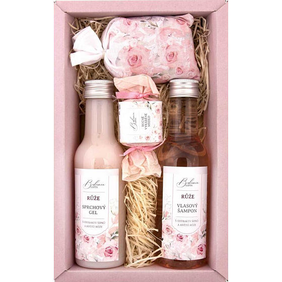 Bohemia Gifts Rosarium mit Hagebutten- und Rosenblumenextrakten Duschgel 200 ml + Haarshampoo 200 ml + Badesalz 150 g + Toilettenseife 30 g, Kosmetikset