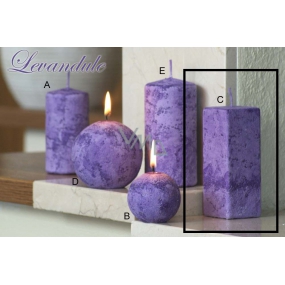 Lima Marmor Lavendel Duftkerze lila Prisma 45 x 120 mm 1 Stück