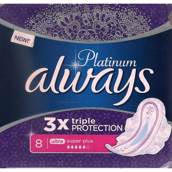Immer Platin 3 x Triple Protection Ultra Super Plus Damenbinden mit Flügeln 8 Stück