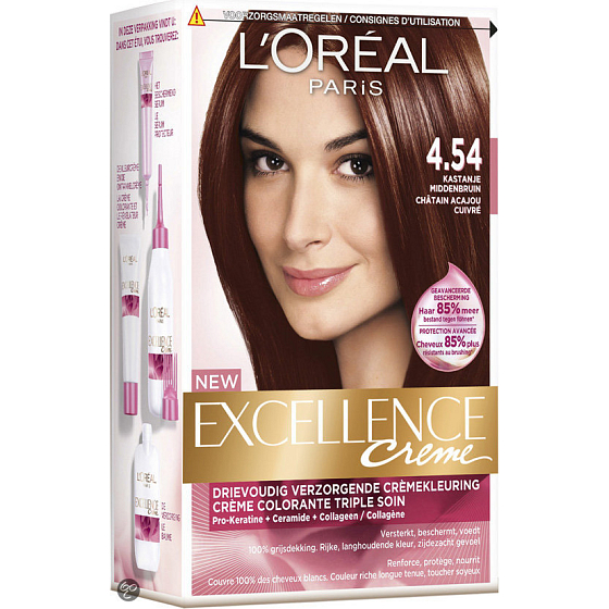 Loreal Excellence Creme 4.54 Braun Mahagoni Kupfer Haarfarbe