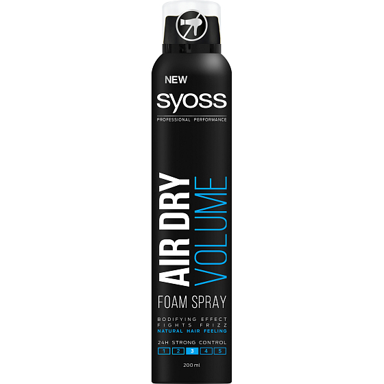 Syoss Air Dry Volume 24 starker Fixierschaum für Haarvolumenspray 200 ml