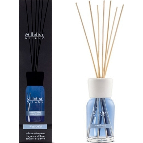 Millefiori Milano Natural Crystal Petals - Kristallblätter Diffusor 100 ml + 7 Stiele 25 cm lang für kleinere Räume dauert 5-6 Wochen