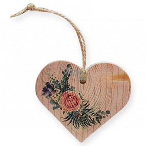 Böhmen Geschenke Dekoratives Herz aus Holz mit Rosendruck 7,5 cm