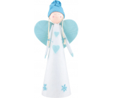 Engel Vlies mit blauen Flügeln in Form eines Herzens blau und weiß 40 cm