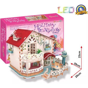 CubicFun 3D Luminous Puzzle Holiday Bungalow Dollhouse Puppenhaus 114 Teile für Kinder 29 x 26 x 23 cm
