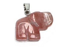 Kristall rosa Elefant Anhänger Naturstein, handgeschliffene Figur 1,8 x 2,5 x 8 mm, Steine