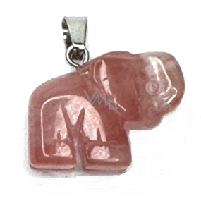 Kristall rosa Elefant Anhänger Naturstein, handgeschliffene Figur 1,8 x 2,5 x 8 mm, Steine