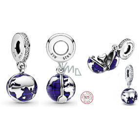 Charm Sterlingsilber 925 Planet Erde - Blauer Planet, 2-in-1 öffnend, innen Herz, Anhänger für Armband Weltraum Charm Sterlingsilber 925 Planet Erde - Blauer Planet, 2-in-1 öffnend, innen Herz, Anhänger für Armband Weltraum