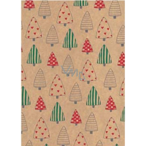 Ditipo Weihnachtsgeschenkpapier 70 x 200 cm Kraft hellbraun, Bäume