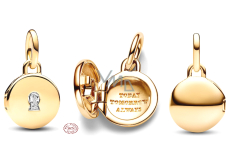 Charme Sterling Silber 925 Gold Medaillon Schlüsselanhänger Armband Liebe