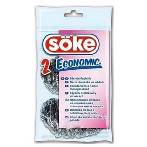 Söke 2 Economic Edelstahl-Spiralschwamm für Geschirr 2 Stück