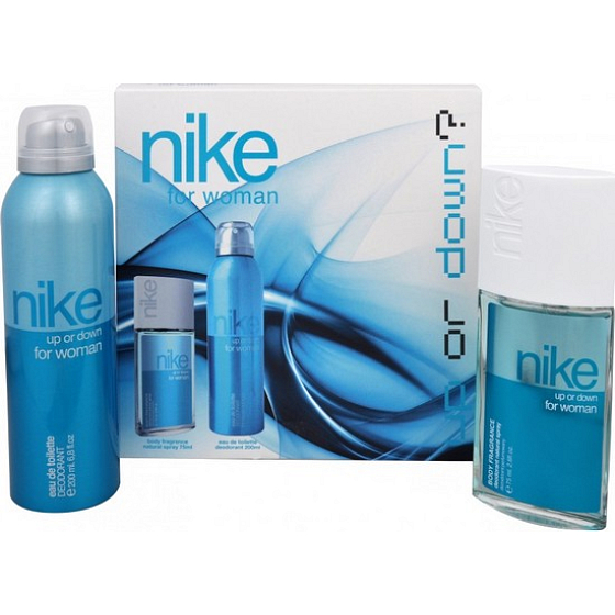 Nike Up oder Down für Frau parfümiertes Deodorantglas für Frauen 75 ml + Deodorant Spray 200 ml, Kosmetikset